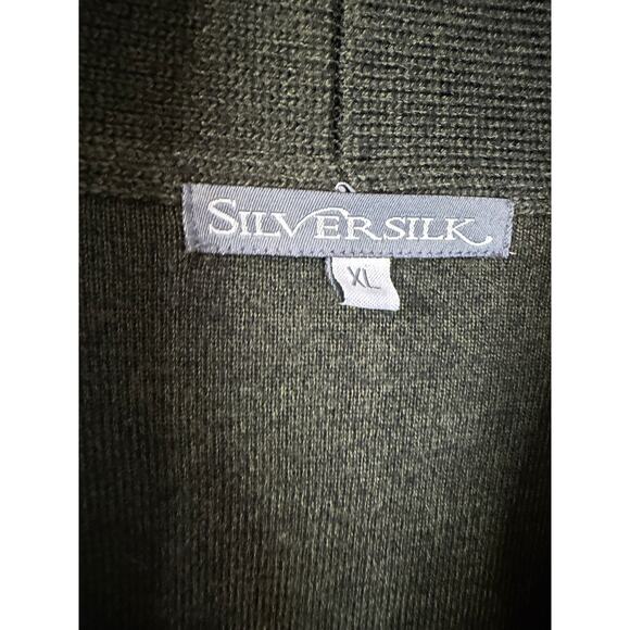 Silversilk Mens Sweater Cardigan 3D Knit Geo Toggle Button Grandpa VTG Green XL - Picture 5 of 9